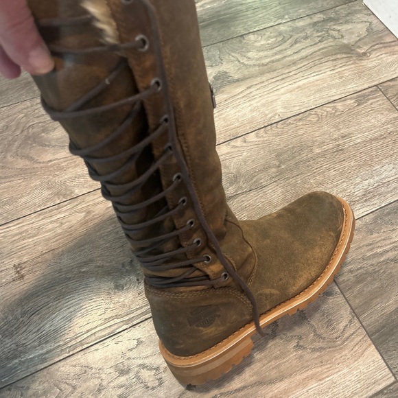 HARLEY-DAVIDSON Brown Leather Dorland Zip Motorcycle Full Back-Lace Up Boots 9.5 - Picture 6 of 16